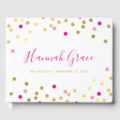 BAT MITZVAH  glam confetti spot goudroze Gastenboek (Voorkant)