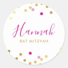 BAT MITZVAH  glam confetti spot goudroze Ronde Sticker