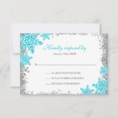 Bat Mitzvah Glam Winter Wonderland Blauwgroen RSVP (Voorkant)