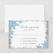 Bat Mitzvah Glam Winter Wonderland Blue RSVP (Voorkant / Achterkant)