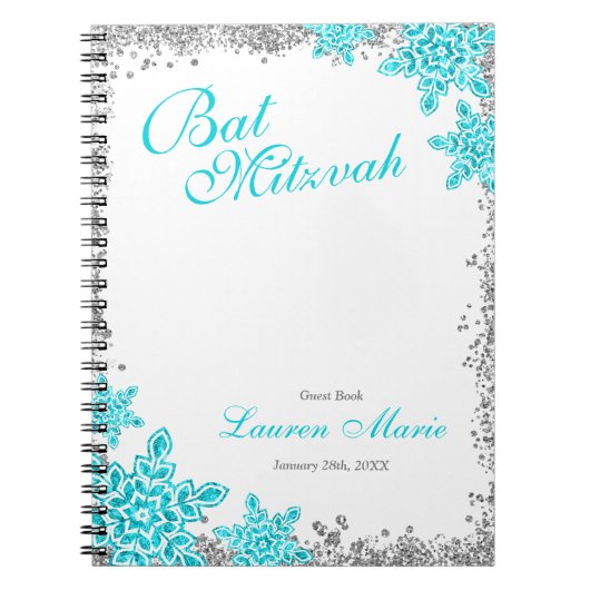 Bat Mitzvah Glam Winter Wonderland Guest Book Notitieboek (Voorkant)