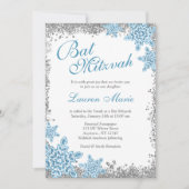 Bat Mitzvah Glam Winter Wonderland Silver Blue Kaart (Voorkant)