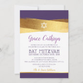 BAT MITZVAH glamoureus goud geborsteld paarse uitn Kaart (Voorkant)