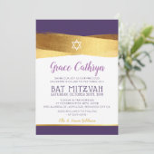 BAT MITZVAH glamoureus goud geborsteld paarse uitn Kaart (Staand voorkant)