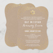 BAT MITZVAH glamoureuze mini gouden confetti kraft Kaart (Voorkant / Achterkant)