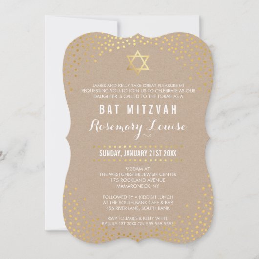 BAT MITZVAH glamoureuze mini gouden confetti kraft Kaart (Voorkant)