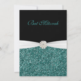 Bat Mitzvah, Glitter en Parels, Aangepaste Uitnodi Kaart
