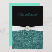 Bat Mitzvah, Glitter en Parels, Aangepaste Uitnodi Kaart (Voorkant / Achterkant)