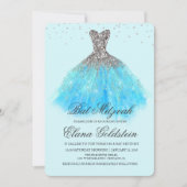 Bat Mitzvah Glitterjurk Diamanten Uitnodiging (Voorkant)