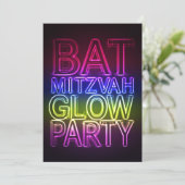 Bat Mitzvah GLOW ARTIJ Birthday Uitnodiging (Staand voorkant)