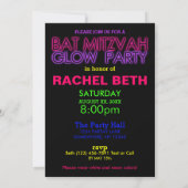 Bat Mitzvah GLOW ARTIJ Birthday Uitnodiging (Achterkant)