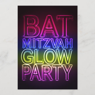 Bat Mitzvah GLOW ARTIJ Birthday Uitnodiging