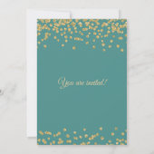 Bat Mitzvah Gold Faux Glitter Confetti Blauwgroen Kaart (Achterkant)