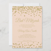 Bat Mitzvah Gold Faux Glitter Confetti Blush Pink Kaart (Voorkant)
