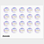 Bat Mitzvah Gold Foil Script op Paarse Waterverf Ronde Sticker (Vel)