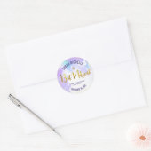 Bat Mitzvah Gold Foil Script op Paarse Waterverf Ronde Sticker (Envelop)