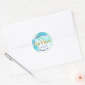 Bat Mitzvah Gold Foil Script, Turquoise Waterverf Ronde Sticker (Envelop)