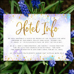 Bat Mitzvah gold folie paarse waterverf hotel info Informatiekaartje<br><div class="desc">Wees trots, verheug je en laat deze mijlpaal van je favoriete Bat Mitzvah zien! Voeg dit prachtige, moderne, gepersonaliseerde tussenvoegsel toe voor extra hotelinformatie aan uw gebeurtenis, met fonkelend gouden faux folie en glitter stippen en typografie script tegen een zacht paarse waterverf achtergrond. Personaliseer de aangepaste tekst met al uw...</div>