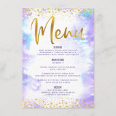 Bat Mitzvah Gold Glitter Folie Paarse Waterverf Menu (Voorkant)