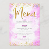 Bat Mitzvah Gold Glitter Folie Roze Waterverf Menu (Voorkant)
