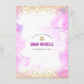 Bat Mitzvah Gold Glitter Folie Roze Waterverf Menu (Achterkant)