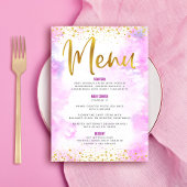 Bat Mitzvah Gold Glitter Folie Roze Waterverf Menu