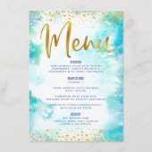 Bat Mitzvah Gold Glitter Folie Turquoise Waterverf Menu (Voorkant)