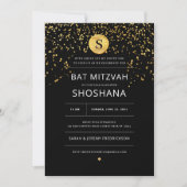 Bat Mitzvah Gold Glitter Uitnodiging (Voorkant)