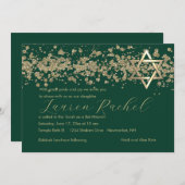 Bat Mitzvah Gold Glittery Border op om het even we Kaart (Voorkant / Achterkant)