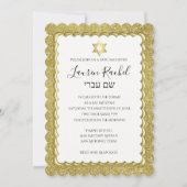 Bat Mitzvah Gold Scalloped Gold Glitter Kaart (Voorkant)