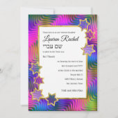 Bat Mitzvah Gold Star Abstract Kleurrijk Kaart (Voorkant)