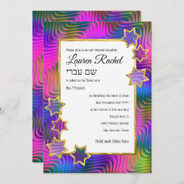 Bat Mitzvah Gold Star Abstract Kleurrijk Kaart