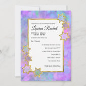 Bat Mitzvah Gold Star Abstract Paarse roze blauw Kaart (Voorkant)