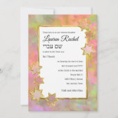 Bat Mitzvah Gold Star Abstract Roze Groen Sinaasap Kaart (Voorkant)
