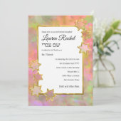 Bat Mitzvah Gold Star Abstract Roze Groen Sinaasap Kaart (Staand voorkant)