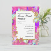 Bat Mitzvah Gold Star Abstract Tie Dye Pink Kaart (Staand voorkant)
