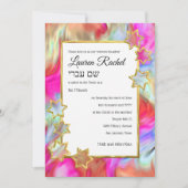 Bat Mitzvah Gold Star Abstract Tie Dye Red Kaart (Voorkant)