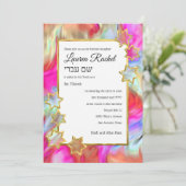 Bat Mitzvah Gold Star Abstract Tie Dye Red Kaart (Staand voorkant)