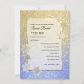 Bat Mitzvah Gold Star Goud Blauw Ombre Glitter Kaart (Voorkant)