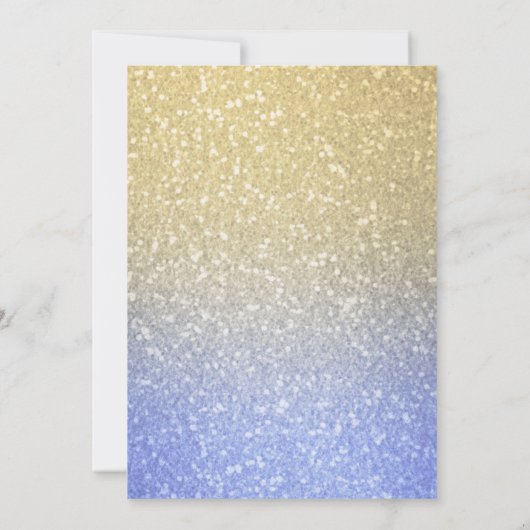 Bat Mitzvah Gold Star Goud Blauw Ombre Glitter Kaart (Achterkant)