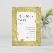 Bat Mitzvah Gold Star Lijst op Gold Glitter Kaart (Staand voorkant)
