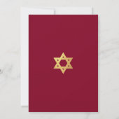 Bat Mitzvah Gold Star of David Simple Burgundy Red Kaart (Achterkant)