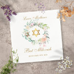 Bat Mitzvah Gold Star van David Floral Servet<br><div class="desc">Met een delicate waterverf bloemkool,  kan deze chic Bat Mitzvah napkin gepersonaliseerd worden met je speciale voorvallen. Ontworpen door: Thisnotme©</div>