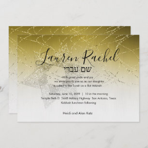 Bat Mitzvah Gold Star van David Glittery Invitatio Kaart