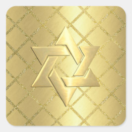 Bat Mitzvah Gold Star van David op Gold Grid Vierkante Sticker