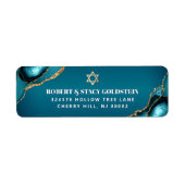 Bat Mitzvah Gold Turquoise Ombre Agaat Adres Etiket (Voorkant)