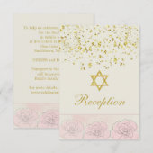 Bat Mitzvah golden confetti, rozen-ontvangstkaart Informatiekaartje (Voorkant / Achterkant)