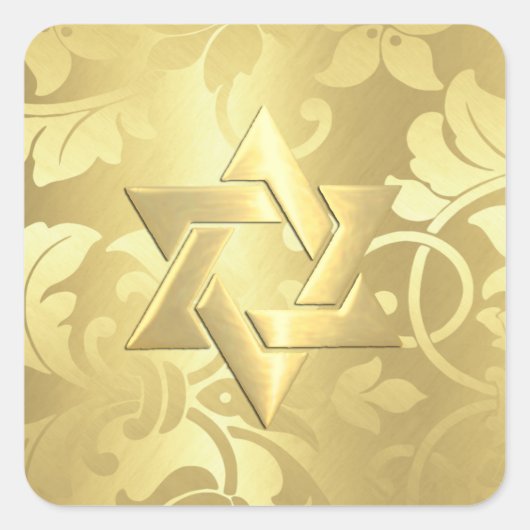 Bat Mitzvah Golden Damask met een willekeurige acc Vierkante Sticker (Voorkant)