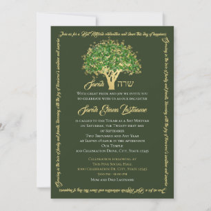 Bat Mitzvah Golden Star van David Invitation Kaart