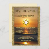 Bat Mitzvah | Golden Sun en Sand Kaart (Voorkant / Achterkant)